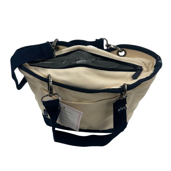 Thirty-One Gifts Canvas Crew Mini Thermal Tote In Cream & Navy Blue - Picture 3 of 7